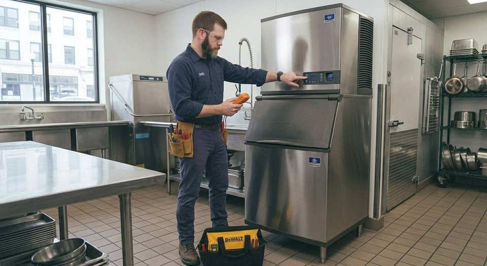 Commercial ice machine mid-Loop in a working kitchen
